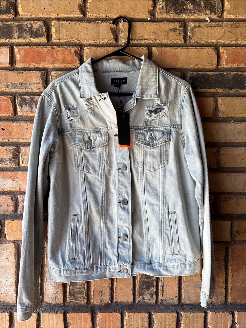 Risen Light Wash Distressed Denim Jacket - Women